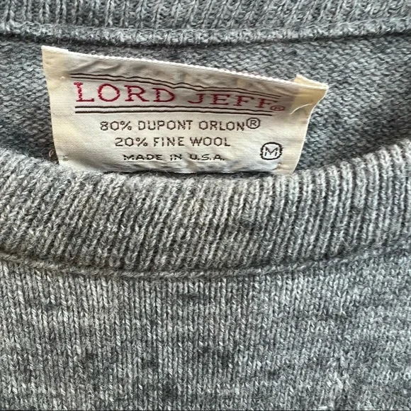 Lord Jeff Vintage Gray Crewneck Fine Wool Blend Sweater Men’s Medium